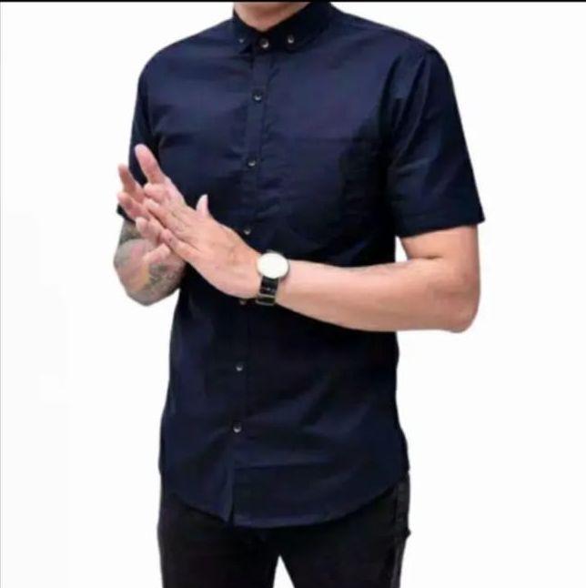 Kemeja Pria Lengan Pendek Formal Casual Baju Kemeja Dewasa Distro Terbaru Katun Cowok Keren Hem Slimfit Hitam Kantor 4