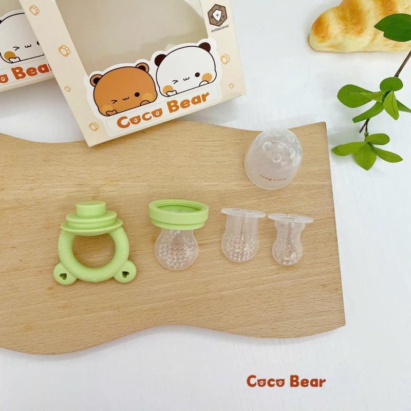 Túi Nhai Hoa Quả Cho Bé bằng SILICON nguyên khối CocoBear Có Sẵn 3 Núm Silicon( S M L) Mẫu Mới