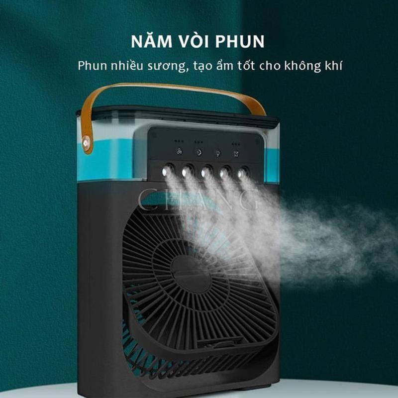 Quạt hơi nước điều hòa không khí phun sương để bàn , Dung tích bình chứa nước 600ml tích hợp đèn ngủ sạc USB Gia dụng Yến Nhi 01 đa năng