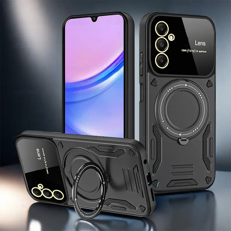 Shockproof Case For Samsung A15 A25 A35 A55 Casing With Stand Camera Protection Lens Hard Phone Back Cover Armor New Design Galaxy 5G