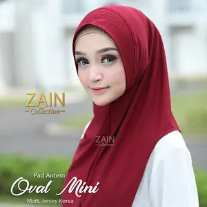 ZAIN - Hijab Oval Mini  Kerudung Simple Mewah  Kerudung Jersey Korea Jilbab  Instan Pet Antem Bergo Soft pet Anti Tembem Nyaman Muslim Sporty