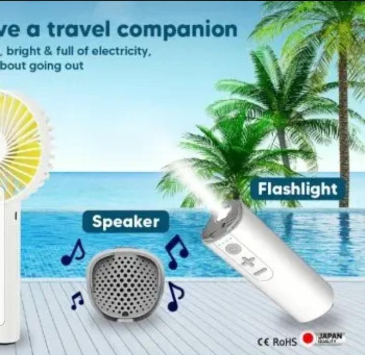 PORTABLE KIPAS 4 IN 1 MULTIFUNGSI FAN MULTIFUNCTION TRAVELING BISA POWERBANK SPEAKER FLASHLIGHT 5