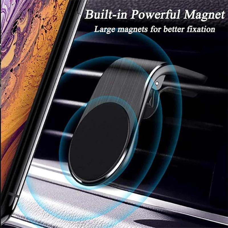 Magnetic Car Phone Holder, L-shaped Air Vent Phone Holder, Universal Aluminum Alloy Magnet Stand for Car Dashboard/Vent 4