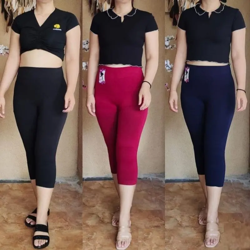 Legging  HW Wanita 7/8 Hitam / Legging Import Wanita Celana Panjang