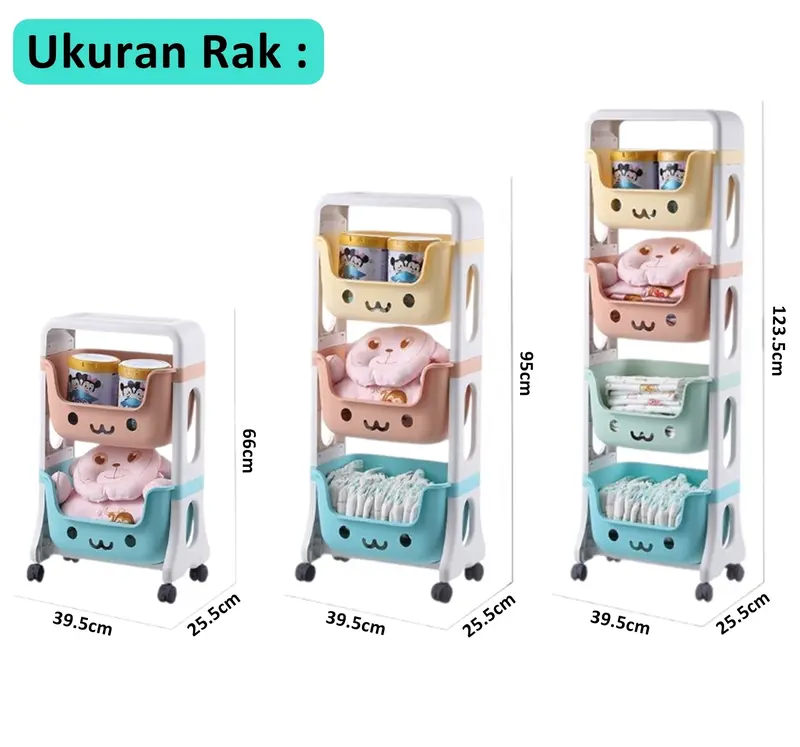Rak Mainan Susun / Rak Dapur Susun /  Rak Kamar Mandi Susun / Tempat Penyimpanan dengan Roda A983 5