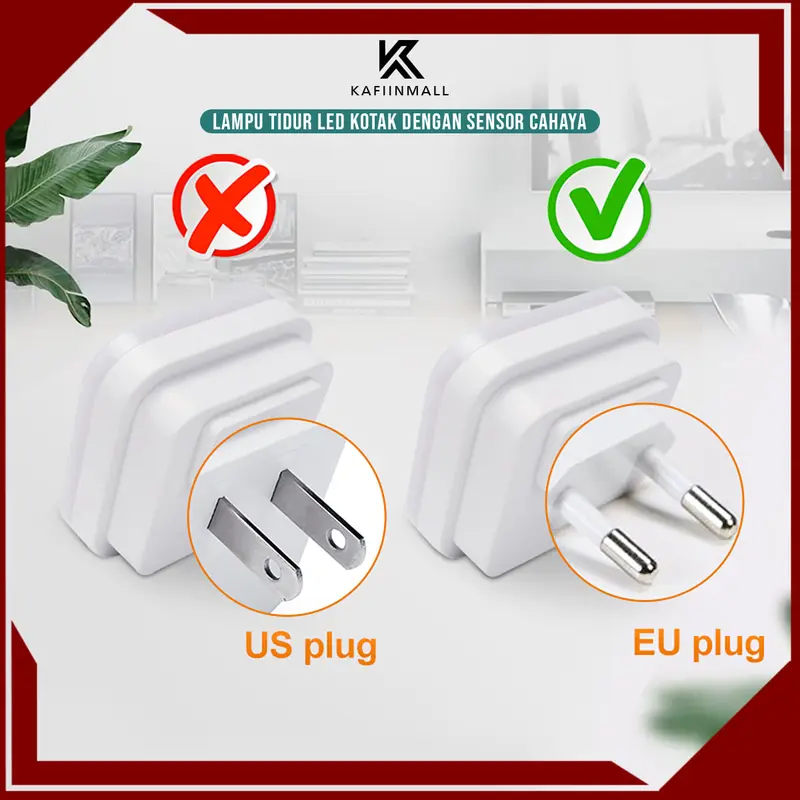 HORICI Lampu Tidur LED Kamar Kotak Dengan Sensor Cahaya / Lampu malam Kamar Plastik 3 watt 4