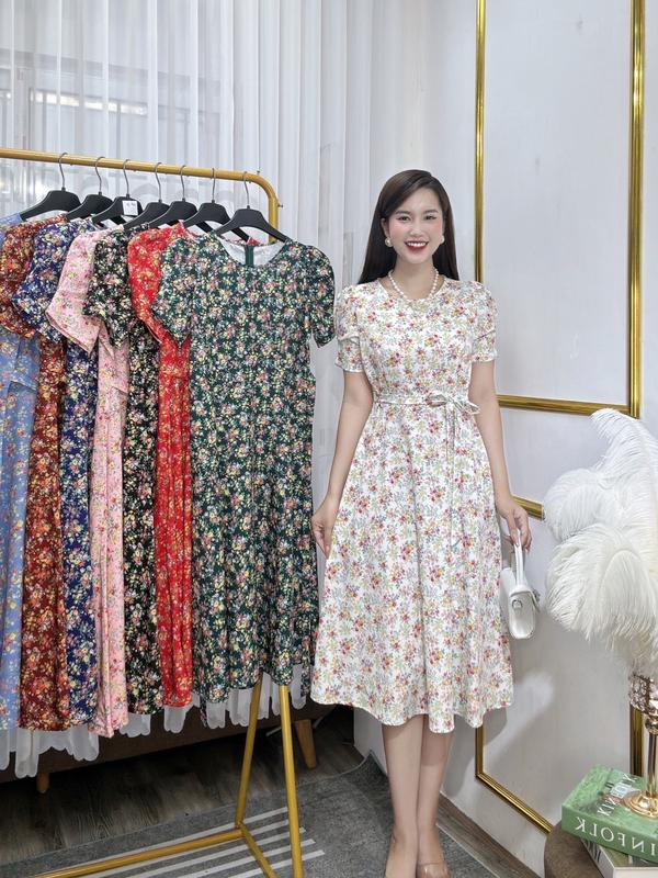Đầm/Váy Lụa Tay Bồng Hoa Nhí Size Từ 45Kg-75Kg