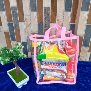 Tas Mika.tas mika transparan pakai perekat.tas souvenir.goodie bag.tas ultah.tas make up bayi.tas kosmetik uk 25x10x20  Plastik Transparan harga tertera untuk 10 pcs tas.Polos. Tahan air Belanja Pink Biru Hijau Hitam Kuning Merah Ungu Putih