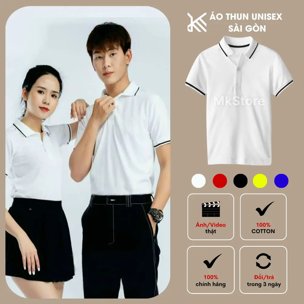 Áo Polo nam nữ Cá Sấu Phối Sọc Vải Thun mè co dãn 4 chiều mát, mịn, Không su lông (TM01)