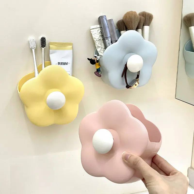 Giá Để Đồ Treo Tường Phòng Tắm, Không Cần Khoan, Sắp Xếp Lược Tóc, Mỹ Phẩm, Kem Đánh Răng Và Bàn Chải Đánh Răng, Giá Để Đồ khăn bó hoa