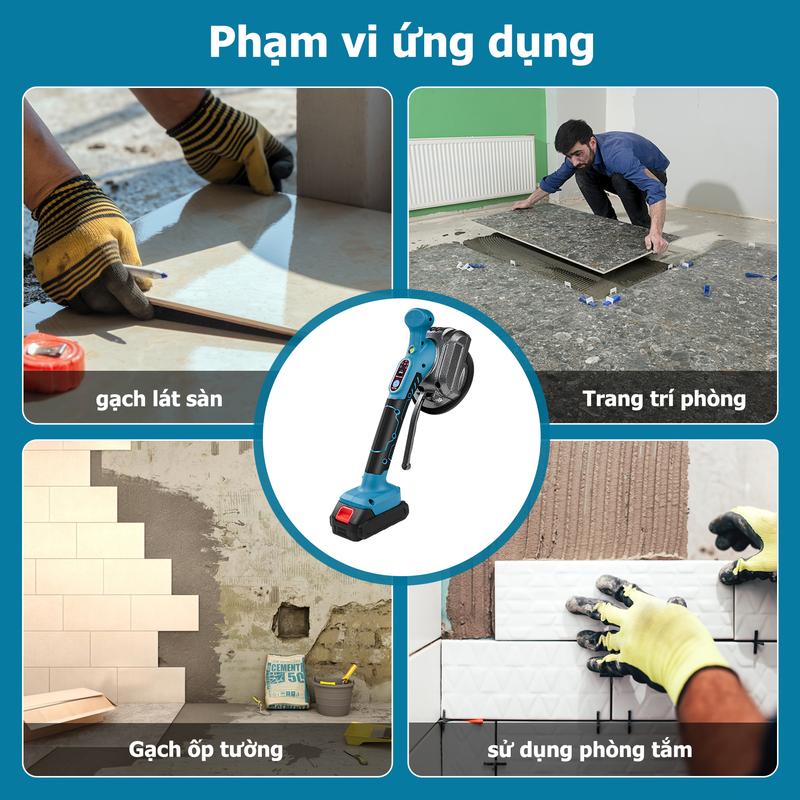 Product Introduction of Máy rung lát gạch Victool,máy rung ốp lát gạch cầm tay không dây,máy rung hít gạch 13500R/MIN - lực hút 100KG 20