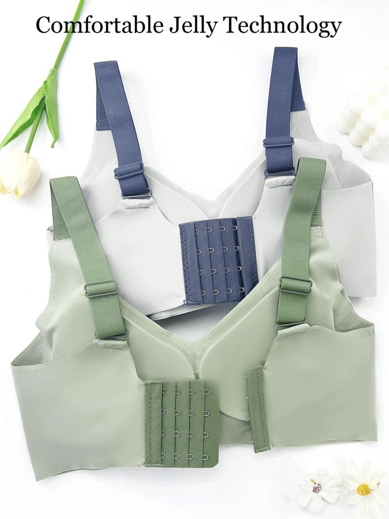 Product Introduction of Women's Colorblock Print Wireless Bra, Elegant Comfortable Breathable Adjustable Strap Push Up Bra, Soft Support Lingerie for Daily Wear 2