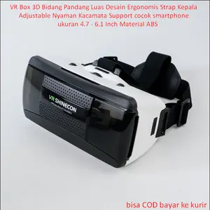 VR Box 3D Bidang Pandang Luas Desain Ergonomis Strap Kepala Adjustable Nyaman Kacamata Support cocok smartphone ukuran 4.7 - 6.1 Inch Material ABS