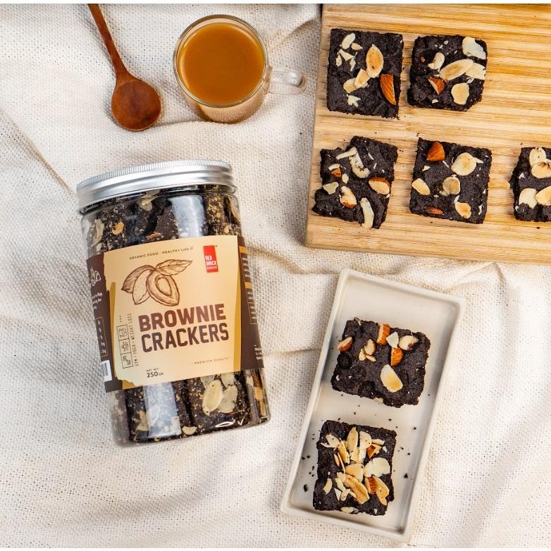Bánh Brownie Crackers Hạnh Nhân Gạch Đỏ 250GR Chuẩn Healthy Dành Cho Ăn Kiêng Snack Cay Food Cafe  lá bồ đề 3