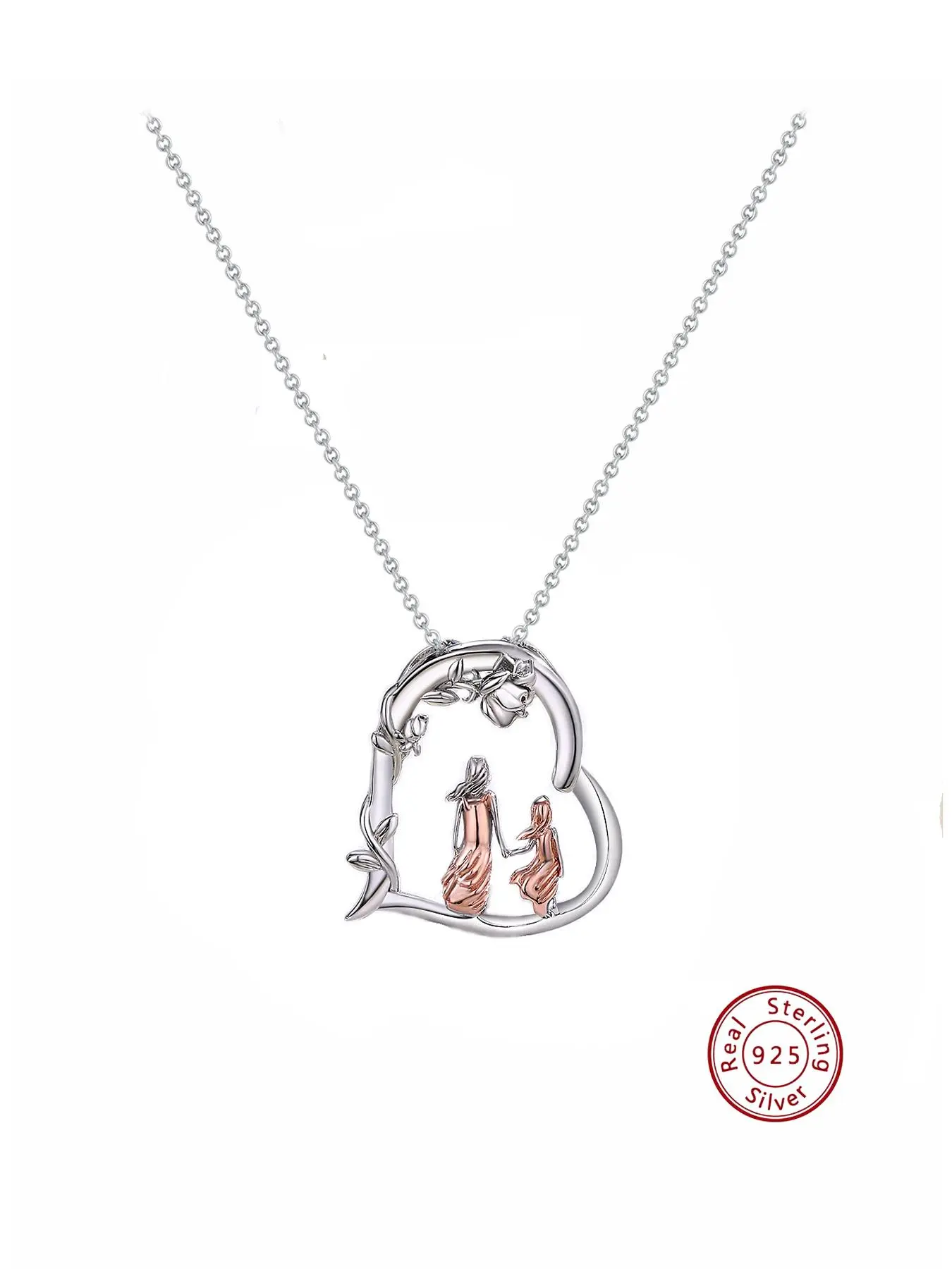 925 Sterling Silver Figure Design Pendant Necklace, Fashionable Heart Necklace for Women for Gift, Elegant All-match Fashion Accessories for Daily Wear