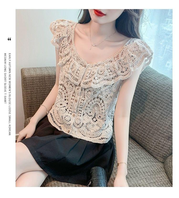 Product Introduction of Quần Áo Nữ, Bộ Sưu Tập Mùa Hè 2024, Áo Thun Ren Ngắn Khoét Lỗ Thiết Kế Đẹp, Độc Đáo Và Sang Trọng, Áo Không Tay Hàng Mới Về 21