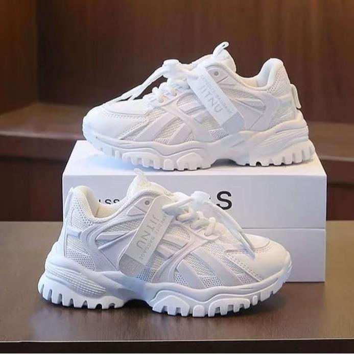 SEPATU ANAK PEREMPUAN FLAT SHOES CEWEK SEPATU ANAK SEPATU SNEAKERS ANAK  PEREMPUAN FASHION IMPORT PUTIH POLOS 26