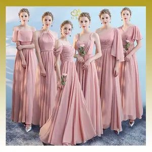WED Gaun Bridesmaid Panjang Gaun Pesta Style Korea Warna Soft Pink  BD34-39