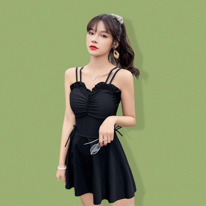 Product Introduction of Beachwear Solid Bikini Elegant One Bathing 2023 Women Swimsuit Swimwear Beach Korean Suit Conservative Piece Style 5
