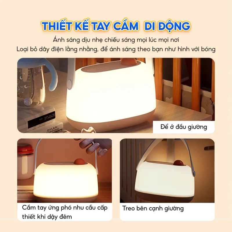 Đèn ngủ bé sơ sinh, đèn ngủ di động, đèn ngủ bỉm sữa, chống ánh sáng xanh, bảo vệ mắt giúp mẹ hút sữa và cho bé ti đêm Phụ Kiện 6