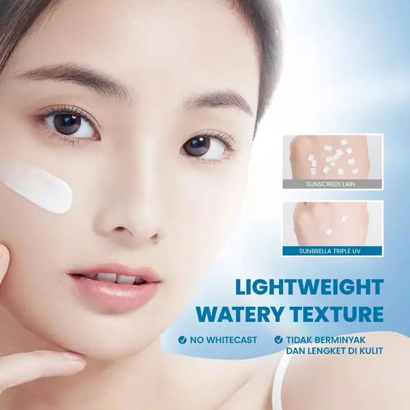 Bundle 2pcs Triple UV Elixir Sunscreen berjerawat facial mencerahkan niacinamide vitamin wajah melembutkan hyaluronic acid perawatan hydrating berminyak kering kosmetik 7