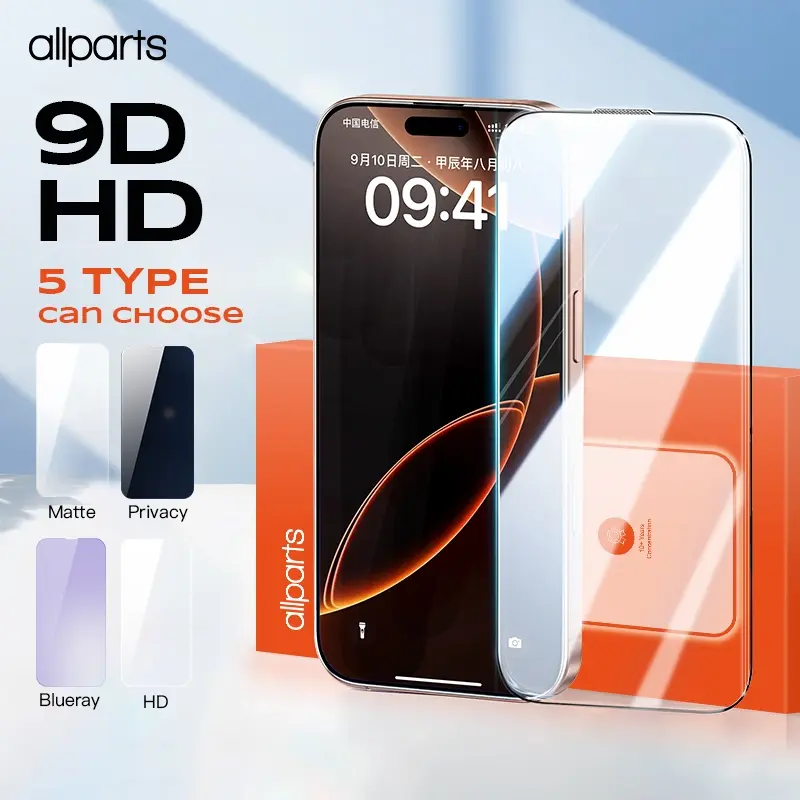 Pelindung Skrin Lutsinar, Kualiti 9D HD, Kaca Bajaan, Serasi dengan iPhone 7P / 8Plus / X / XR / XS Max / 11 / 12 / 13 / 14 / 15 / 16 Pro Max