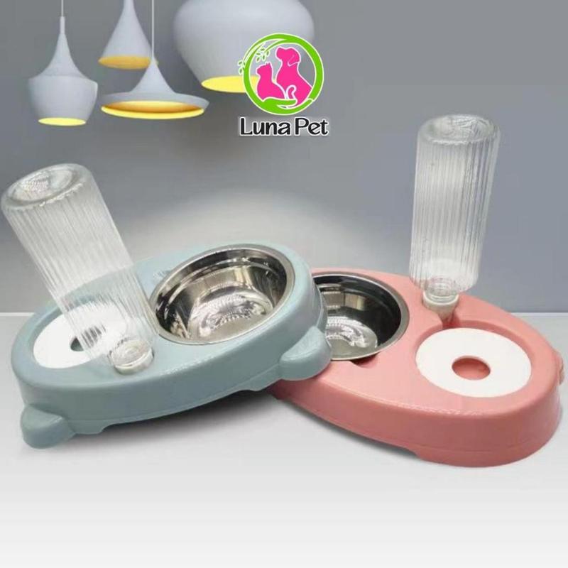 Bát ăn cho chó mèo Luna Pet BA10 - Bát ăn kèm bình nước uống tự động giá rẻ cho thú cưng
