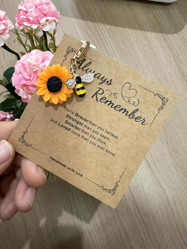 Cute Bee & Flower Design Keychain, Colorblock Keychain for Women & Men for Daily Clothing Decor, Trendy All-match & Exquisite Keychain for Birthday Gift 3