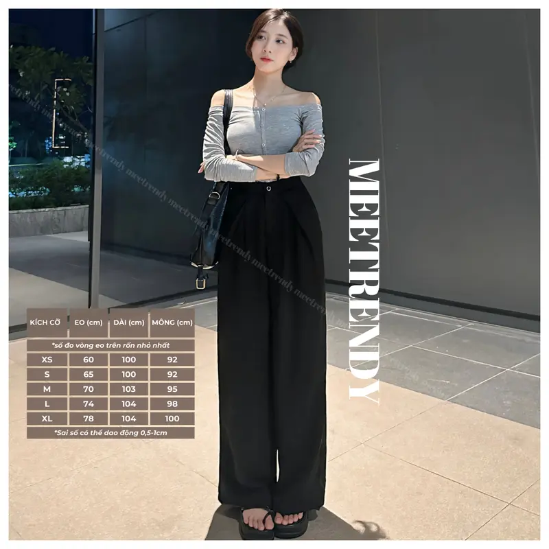 Quần Suông Ống Rộng Xếp Ly Mee.trendy Cạp Cao Vải Rũ Phong Cách Sang Chảnh Hiện Đại [Q9] 1