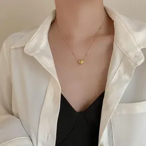 Dilapisi emas 18 karat Kalung Wanita Dengan Liontin Love Simple Elegan Model Korea Terbaru Bahan Titanium Premium Anti Karat Anti Luntur XL-10-301 Emas Perhiasan