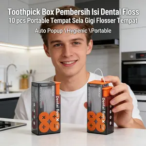 Kotak Benang Gigi Portabel Model XYZ, Kapasitas 100 Stik, Tempat Penyimpanan Floss Stik, Kit Pembersih Mulut Perjalanan, Floss Pick Hygienis, Pembersih Gigi Modern, UKuran 15x10x5 cm