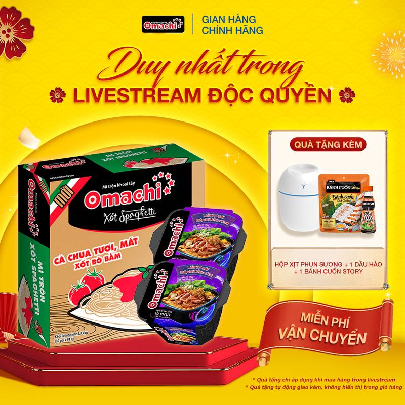 Combo 2 Mì Omachi lẩu tự sôi bắp bò riêu cua hộp x 276g +  1 Thùng Mì dinh dưỡng khoai tây Omachi mì trộn xốt Spaghetti