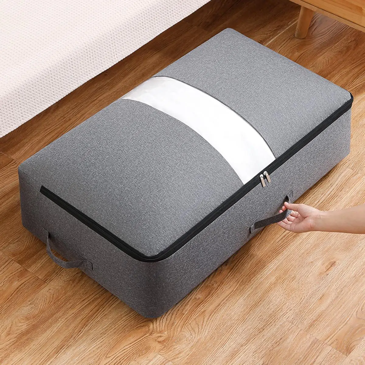 Bed Bottom Storage Bag, 1 Count Clothes Quilt Storage Bag with Two-way Zip & Handle, Portable Household Storage Organizer for Bedroom Wardrobe Closet
