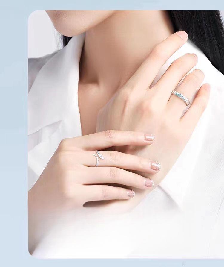 Product Introduction of ​「Beloved Choice」Iceland Snake-shaped Couple Blue Rings, INS-style Light Luxury Niche Design, Dynamic and Eye-catching Snake Rings, Romantic Choice to Gift Your Girlfriend. 8