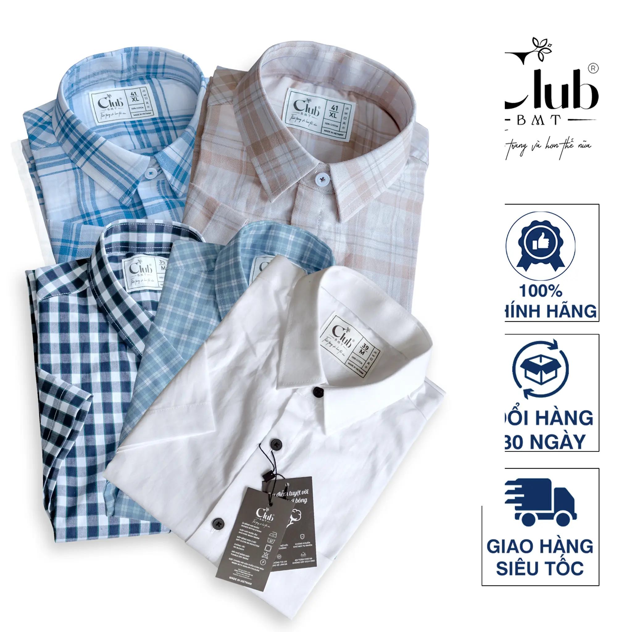 Áo Sơ Mi Nam Ngắn Tay Caro CB1 Thời Trang Cao Cấp CLUB BMT Chất Vải Cao Cấp