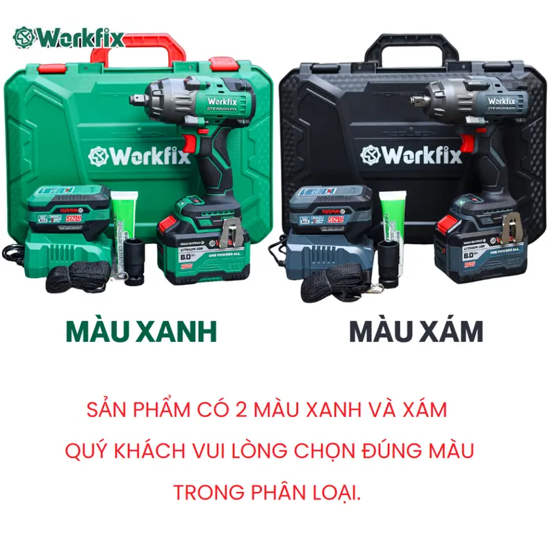 Máy Siết Bulong P WORKFIX WF-IW950N Không Chổi Than, Lực Siết 950Nm Mở Vặn Ốc Xe Tải, Ô Tô 3