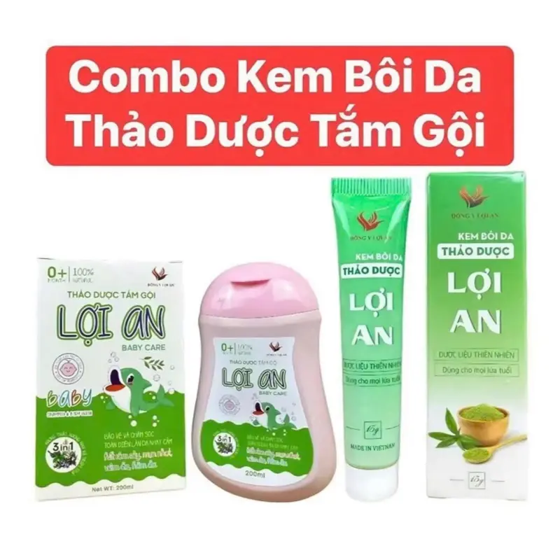 Bộ đôi 2 Lọ Kem bôi da và Thảo dược tắm 200ml hỗ trợ chăm sóc làn da bé hết mụn nhọt hăm da viêm da cơ địa