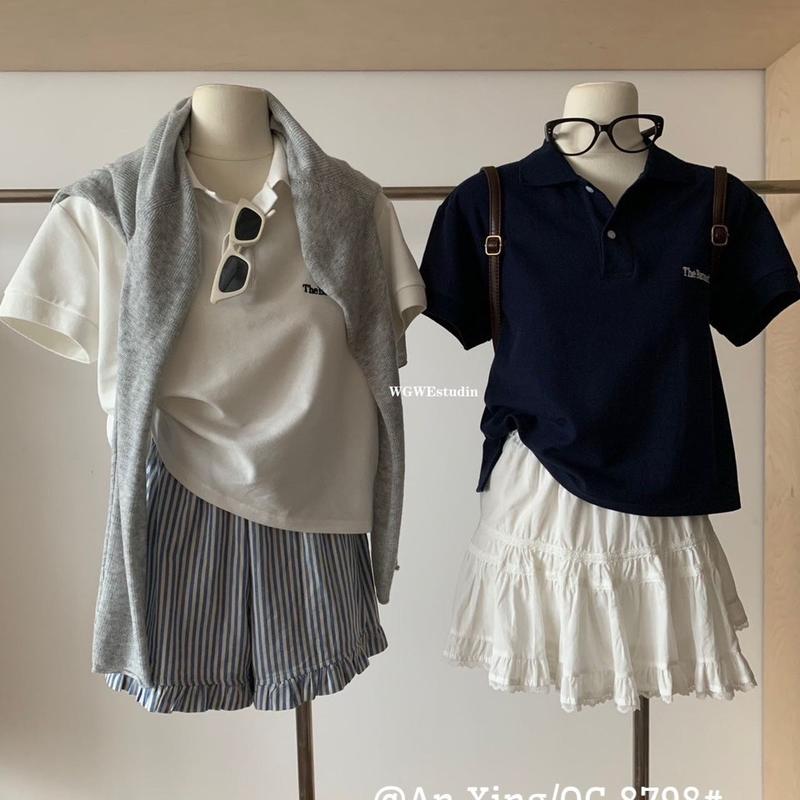 Áo polo Wg We cộc tay 2 màu, dáng lửng, chất mềm mát, áo nữ, hàng Quảng Châu