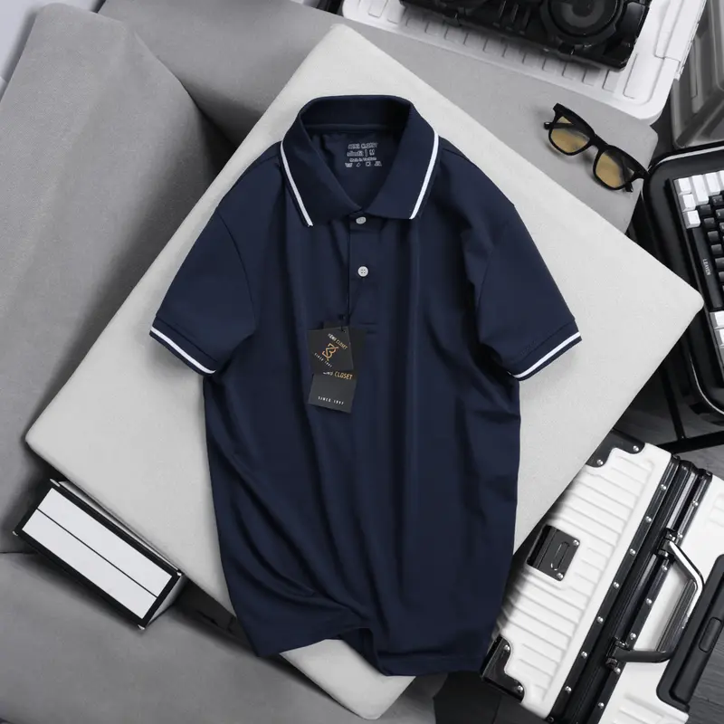 Áo thun nam POLO KENB cổ trụ ngắn tay vải cá sấu phối viền nhiều màu cao cấp thoáng mát mềm mại co giãn 8