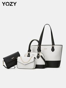 YOZY Women's Fashion Colorblock Tote Bag Set, Large Capacity Tote Bag & Handbag & Shoulder Bag & Pouch, Casual Versatile Daily Commuting Bag Set