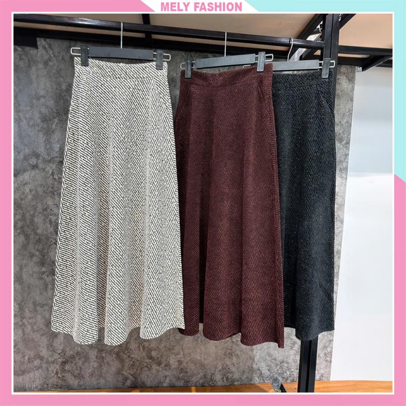 Chân váy dáng dài công sở chữ A có túi 2 bên chất liệu dạ nhung chéo cao cấp phong cách trẻ trung sang trọng CV110-02