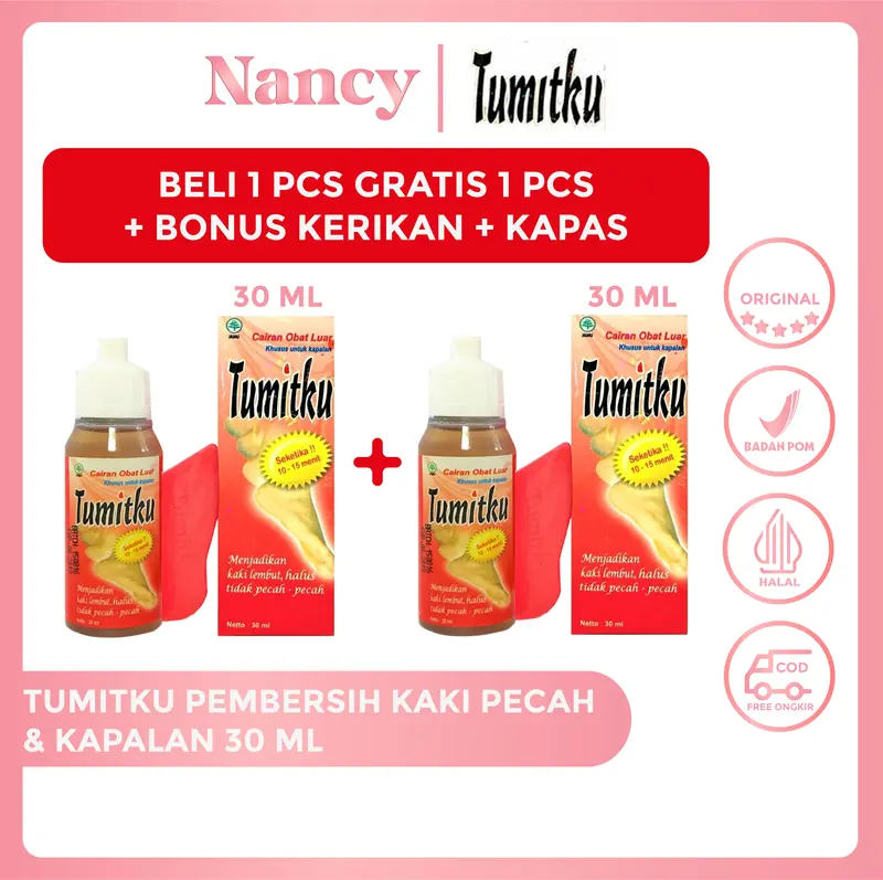 TUMITKU OBAT PEMBERSIH KAKI PECAH & KAPALAN 30ML + KERIKAN + KAPAS BPOM ( BELI 1 PCS GRATIS 1 PCS ) 0