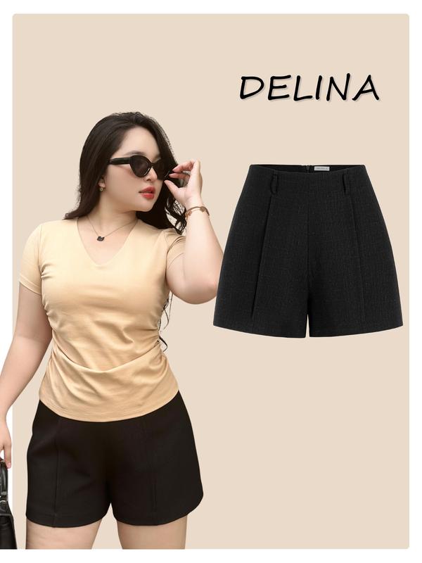 Quần short nữ big size khoá kéo sau DELINA, tôn dáng, trẻ trung, thanh lịch, big size 50kg - 90kg Women Nhung quần  đùi