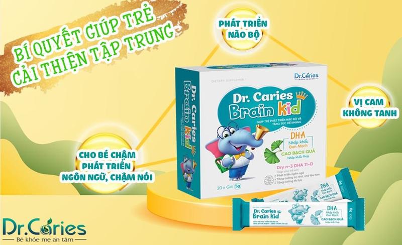 Product Introduction of Côm Hỗ trợ tập trung, Ghi Nhớ, Bảo vệ thị lực DR.Caries Brain Kid, Hộp 20 gói 39