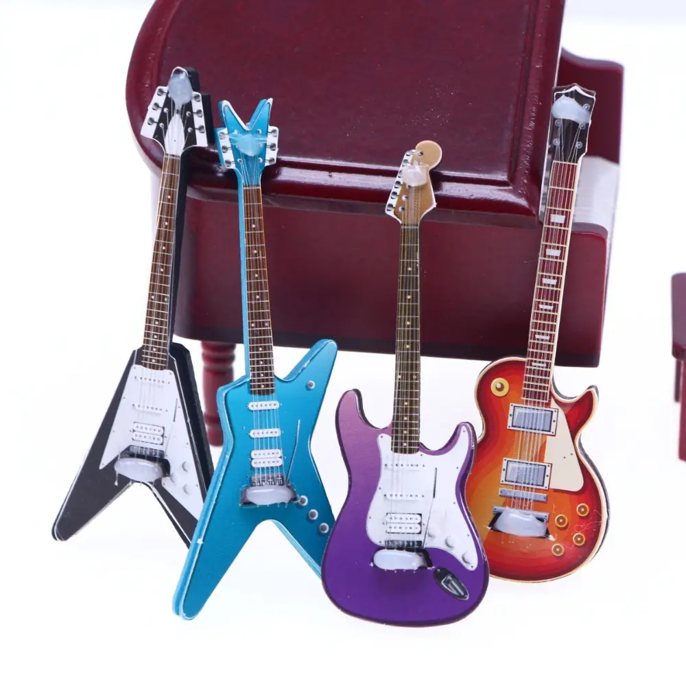 Model Simulation Guitar New Doll House Accessories Scene Props Miniature Guitar Electric Guitar Miniature Scene Props Doll Accessories ,
