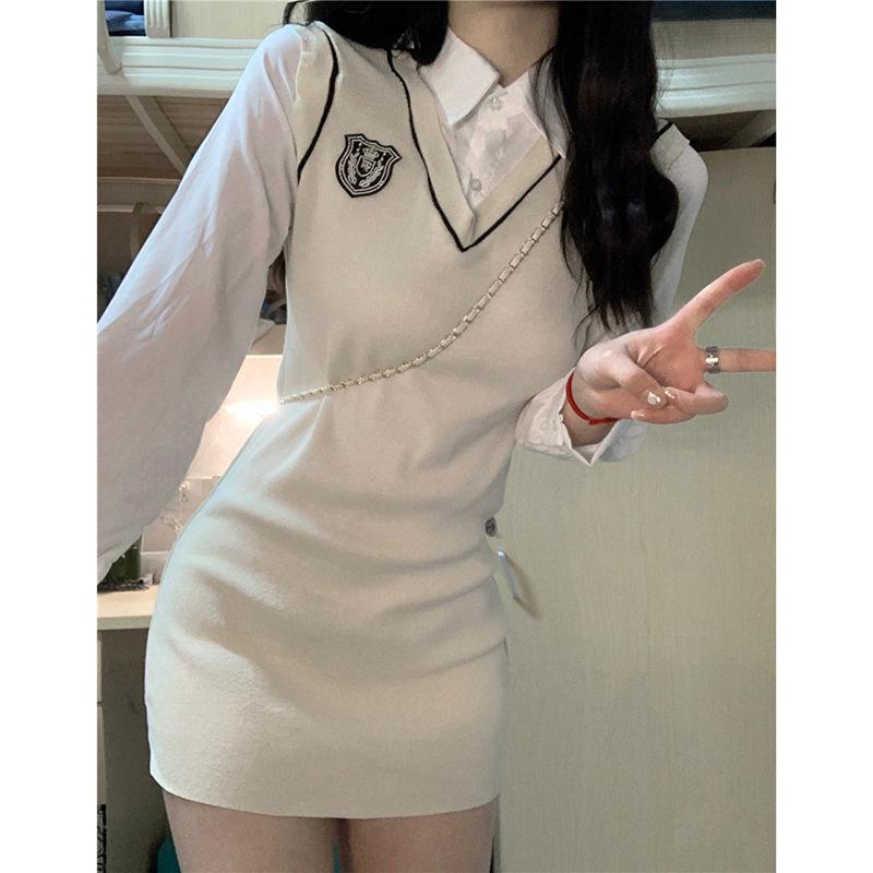Váy JK, Phong Cách Preppy, Dành Cho Nữ, Thích Hợp Cho Mùa Xuân Và Mùa Thu, Mỏng Vừa Vặn, Dễ Thương Và Gợi Cảm, Có Thể Mặc Bên Trong, Váy Mặc Trong, Váy Bodycon Mỹ, Hàng Mới Về 2024 Dress body  ống 4