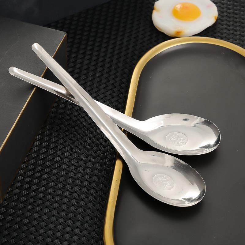 1/5Pcs Stainless Steel Flat Bottom Soup Spoons Silver Color Polished Home Kitchen Tableware Food Rice Dessert Spoon Household Supplie 6