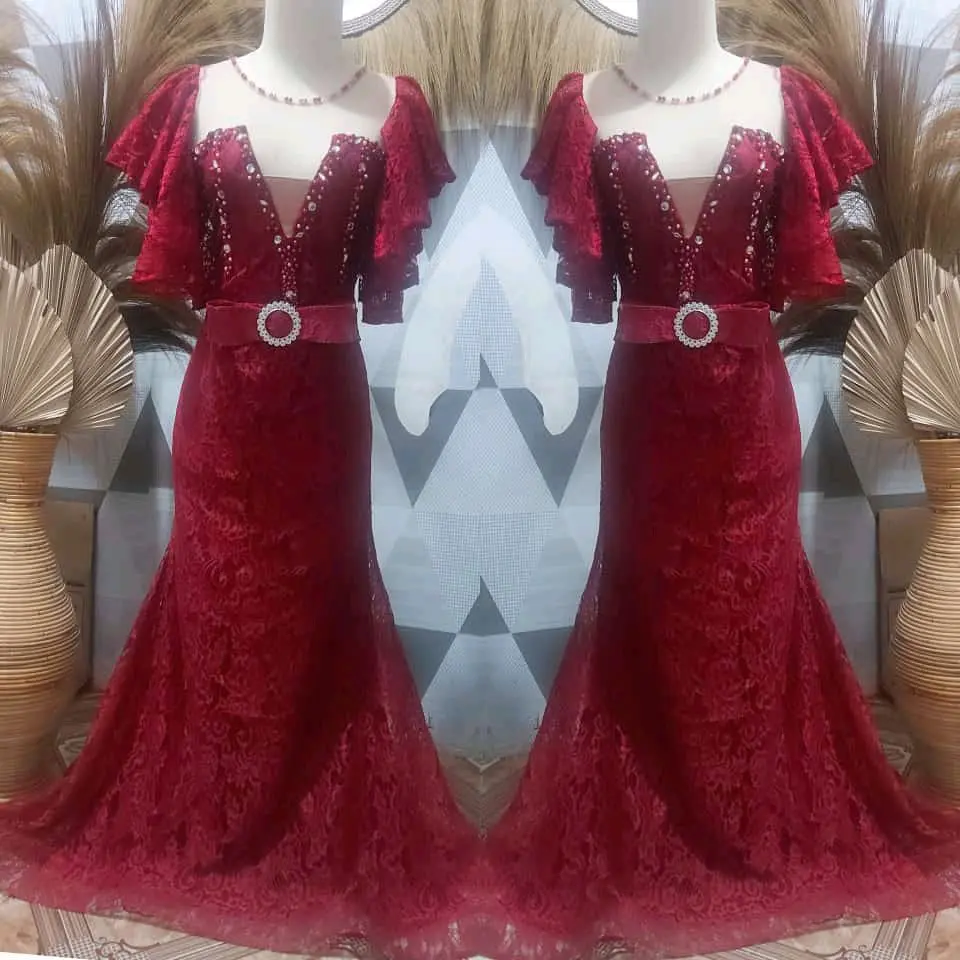 Dress baju pesta Brukat baju murah gaun pesta