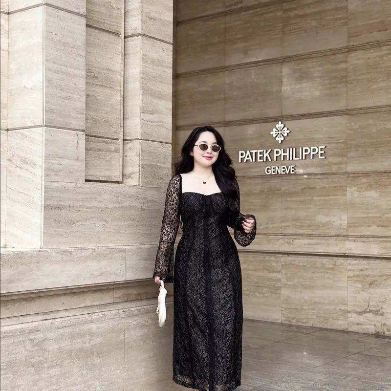 D161 Đầm ren cúp ngực dáng dài 5