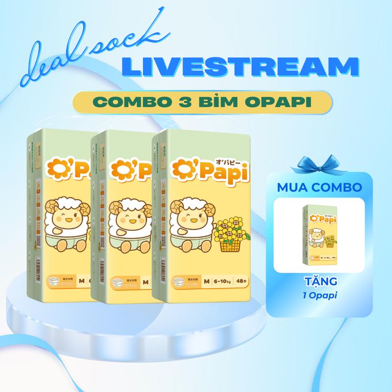 Mua 3 tặng 1 Combo 3 Bịch Tã Bỉm Opapi Nhật Bản mỏng nhẹ tiết kiệm - Tặng 1 bịch bỉm OPAPI fullsize